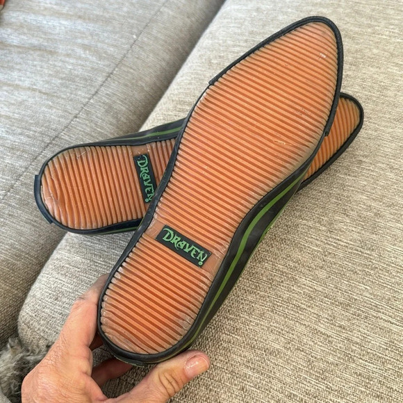 DRAVEN rare green skully pointy toe skater flat canvas shoe womens 7 slip on - Picture 5 of 7